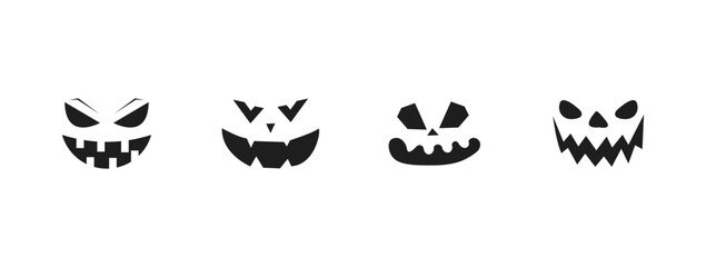 Fototapeta premium Scary Monster Collection. Halloween Jack O'Lantern Pumpkin Icon Designs. Simple and Creepy Horror Illustrations.