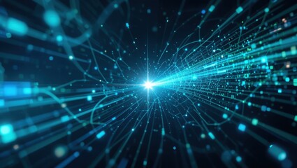 Naklejka premium Futuristic Digital Network and Data Transmission