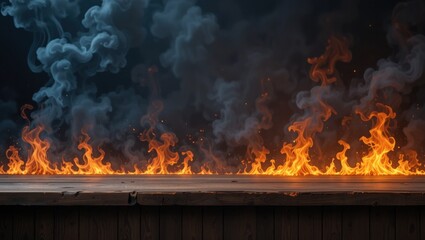 Obraz premium Intense Fire and Smoke Scene with Flames
