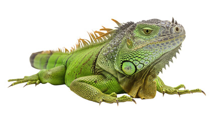 Fototapeta premium Green Iguana Reptile Isolated on White.