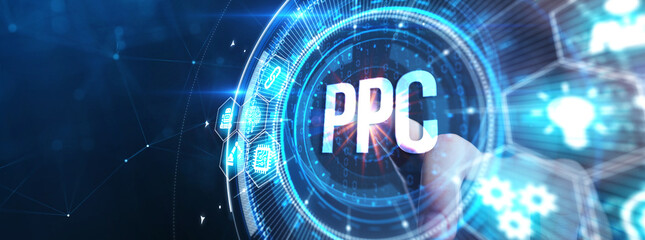 Business, Technology, Internet and network concept. PPC Pay per click payment. Technology digital marketing.