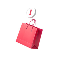3D shopping bag floating glossy vibrant icon isolated on transparent background, retail e commerce shopping bag concept PNG file