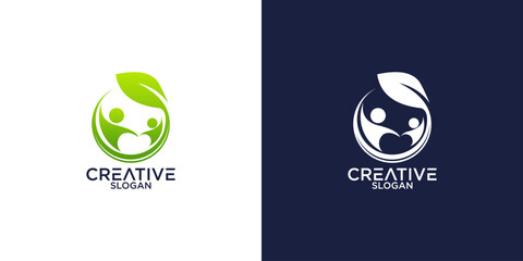 people and leaves logo vector design