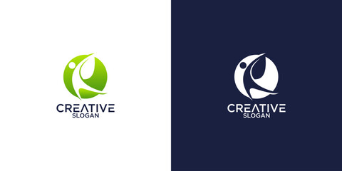 people and leaves logo vector design