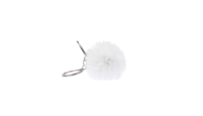 Pink keychain with chain on white background