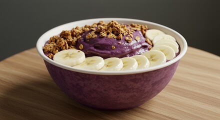 Acai Bowl with Granola and Banana Slices: A Delicious and Healthy Breakfast or Snack