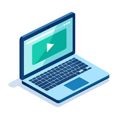 Transparent background Modern Laptop Displaying Video Playback Interface on a Clean White Background
