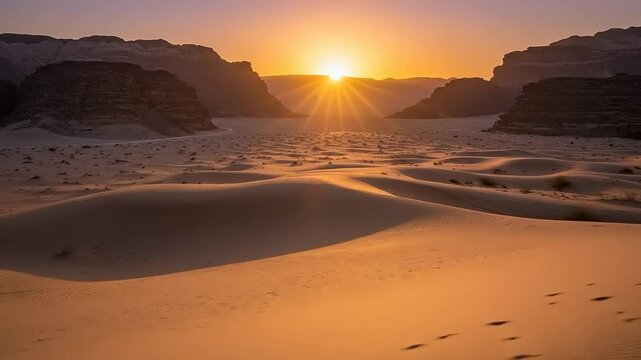 Desert Sunset with Wadi Rum Footprints.
