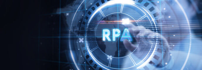 RPA Robotic process automation innovation technology concept. Business, technology, internet and...
