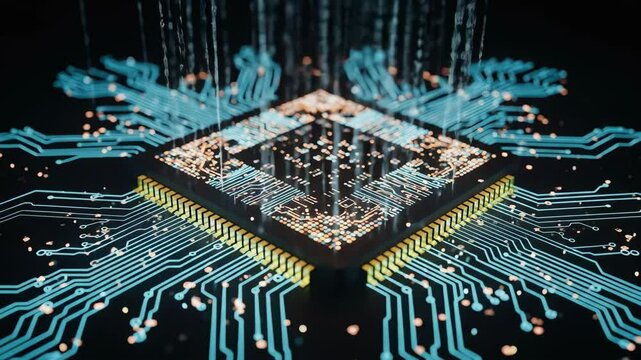 Futuristic CPU with glowing connections