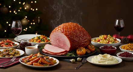 A Festive Christmas Ham Dinner Table