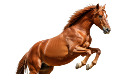 Majestic Chestnut Horse Rearing Up Isolated.