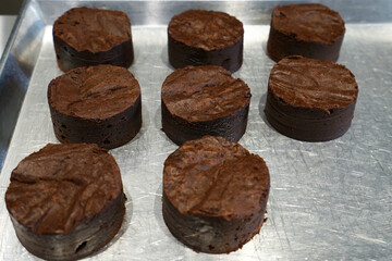 Close up slices of Gateau dark chocolate cake