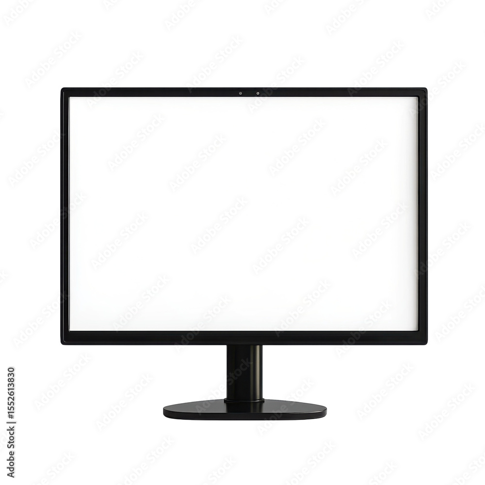 Poster black computer monitor mockup blank white screen lcd display isolated on on transparent background