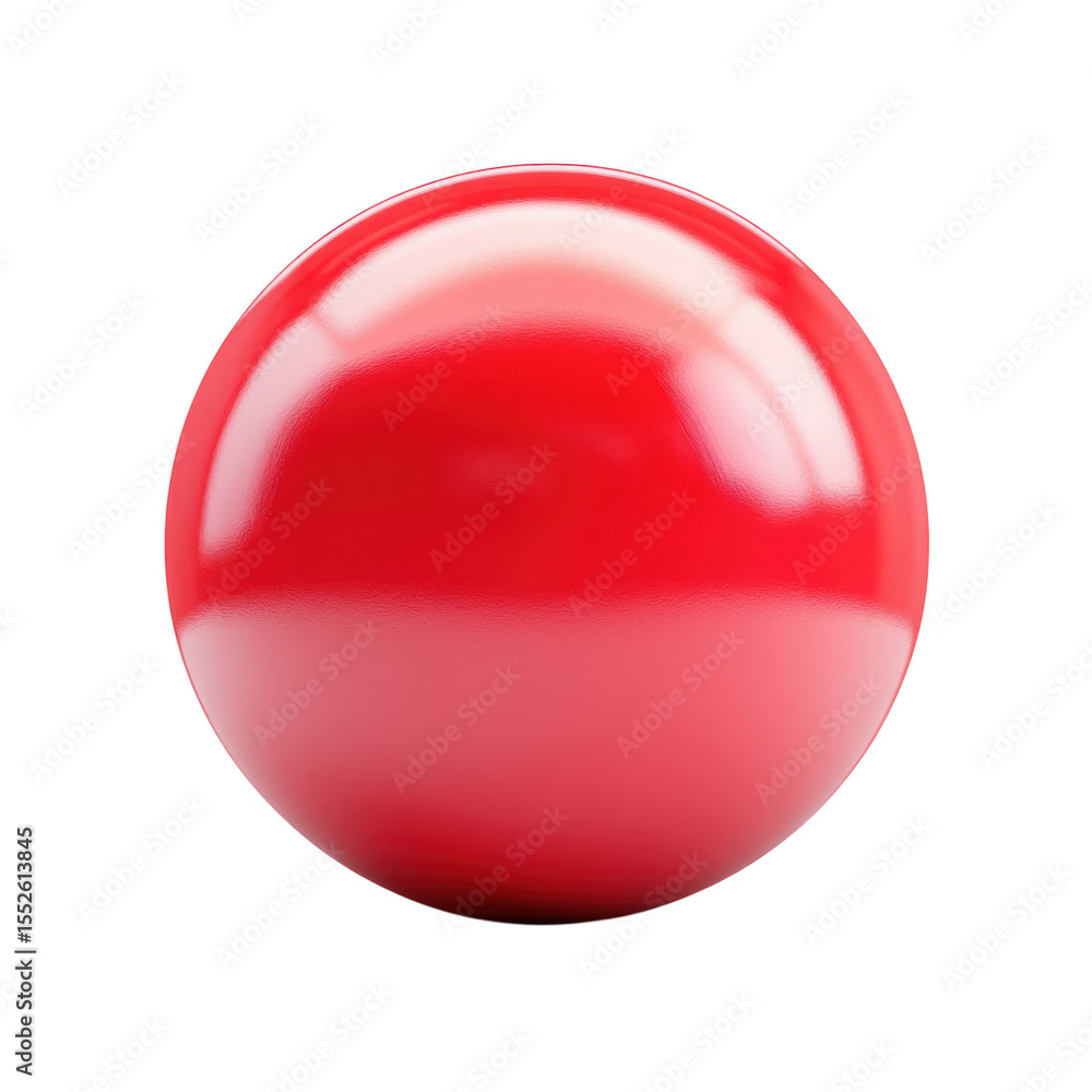 Poster glossy red sphere with smooth surface gradient color and reflective on transparent background