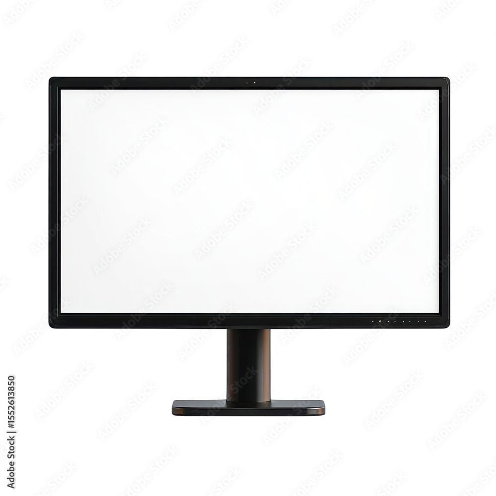 Poster modern black monitor display screen computer pc blank empty technology on transparent background