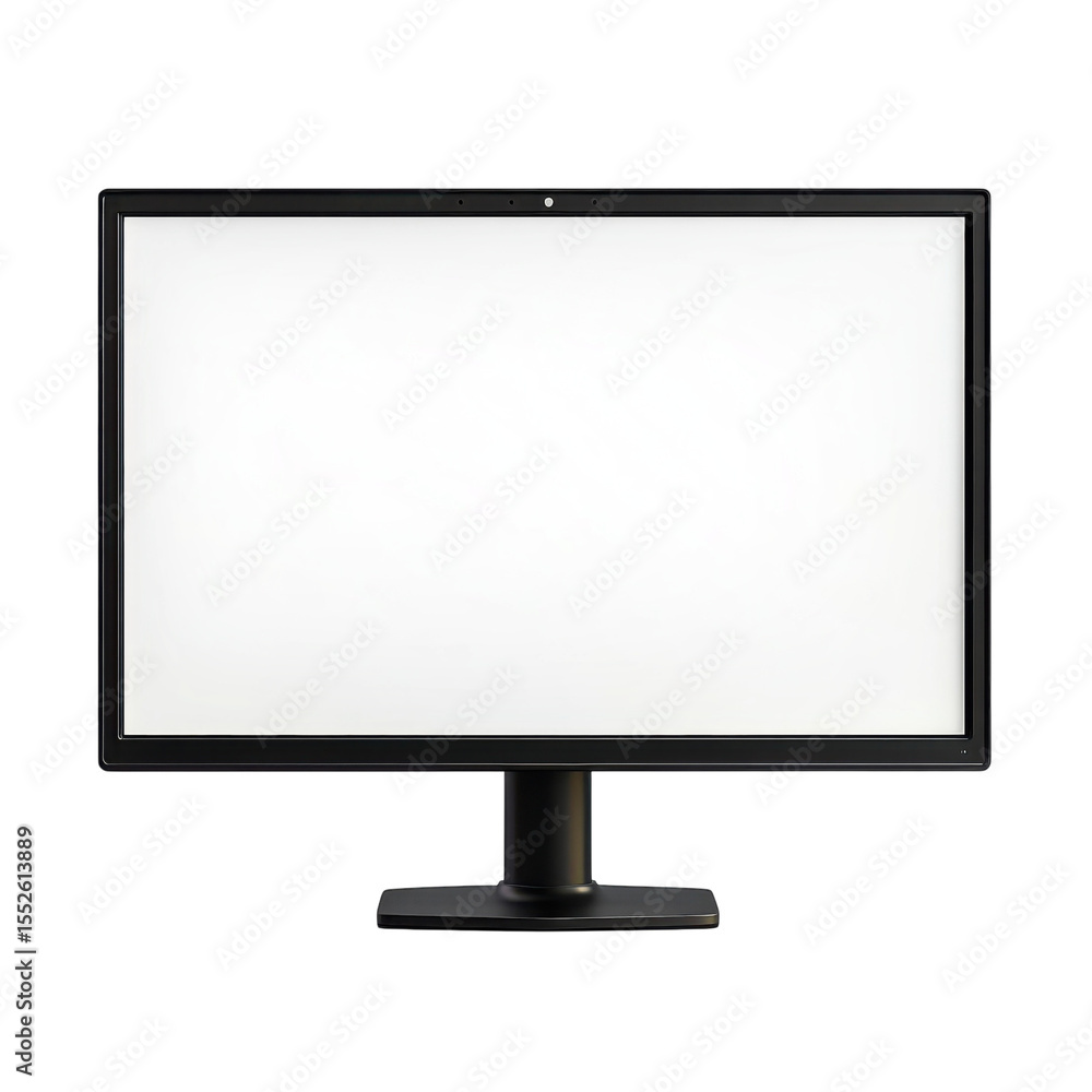 Poster black modern computer monitor display technology screen digital device on transparent background