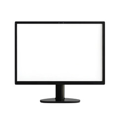 Black computer monitor mockup blank white screen lcd display isolated on on transparent background