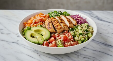 Grilled Chicken and Quinoa Power Bowl: A vibrant and healthy meal bursting with fresh flavors.