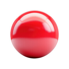 Glossy red sphere with smooth surface gradient color and reflective on transparent background