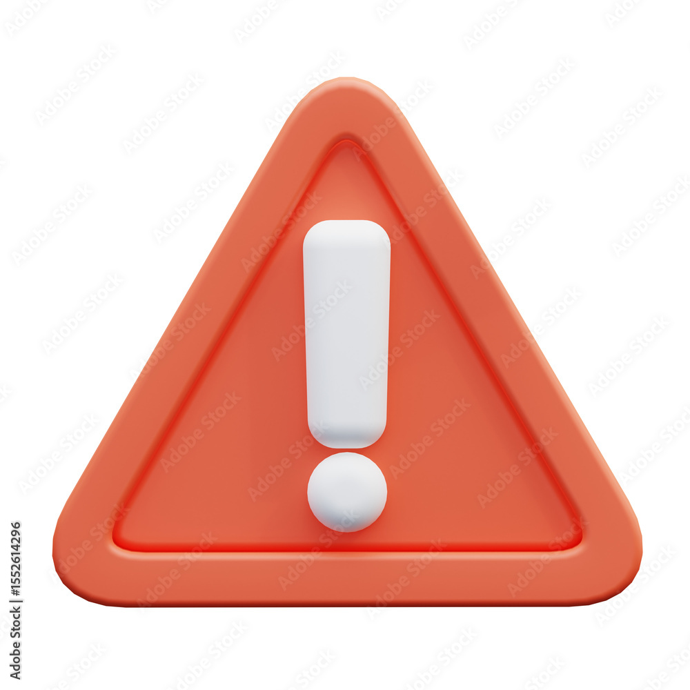Poster a bright orange warning sign with a white exclamation mark. useful for web design, user interface an