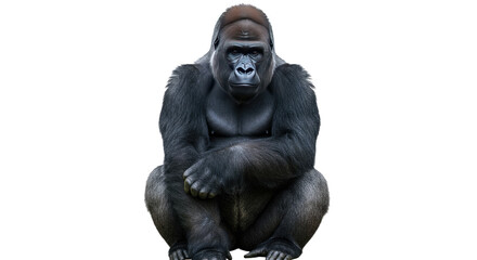 Majestic Gorilla Portrait Against White Background.