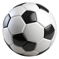 Classic Black and White Soccer Ball with Soft Shadows, Isolated transparent background PNG
