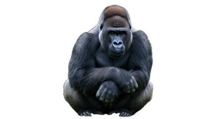 Majestic Gorilla Sitting and Looking Forward.