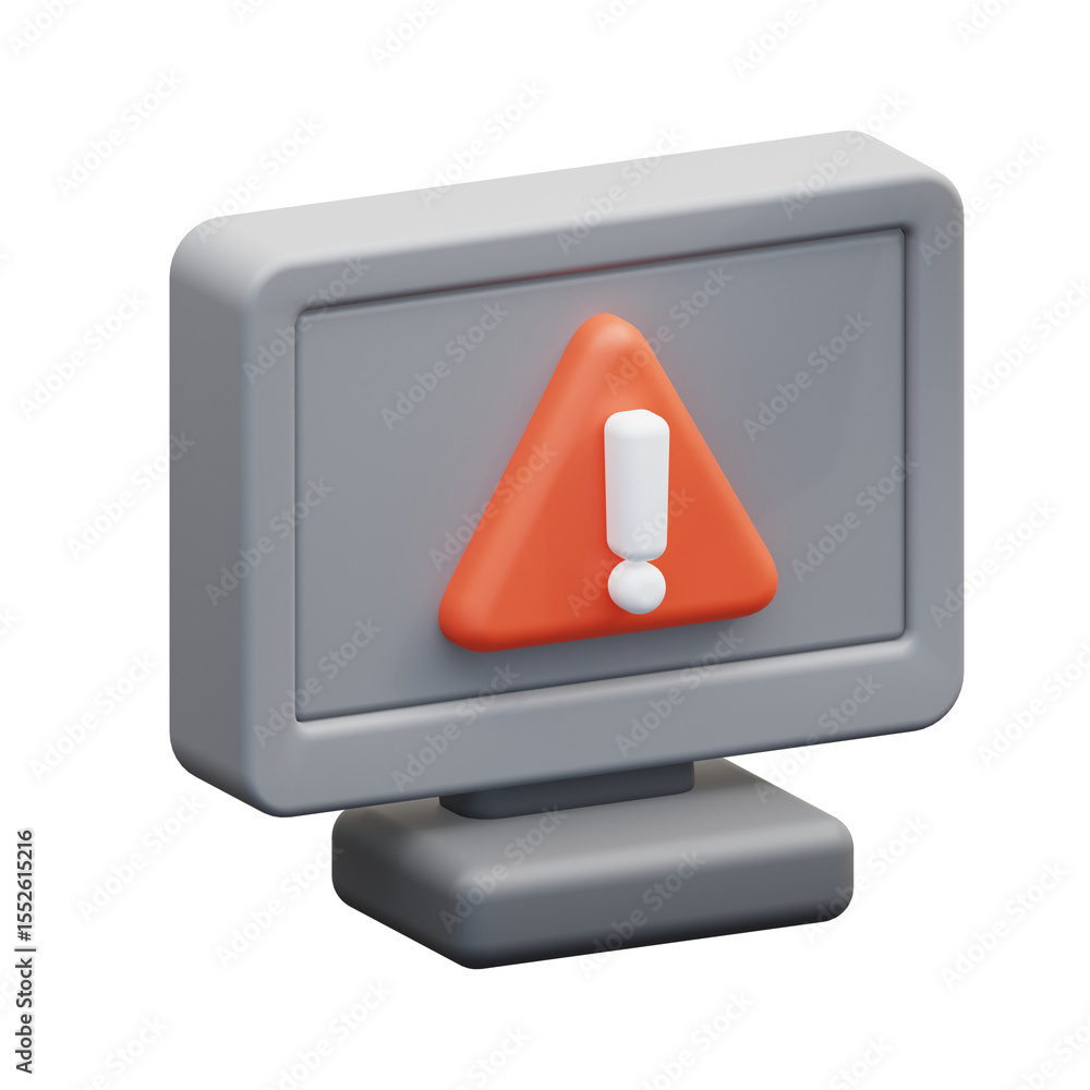 Fototapete gray monitor displaying an orange triangle with exclamation mark. ideal for tech warnings and it hel