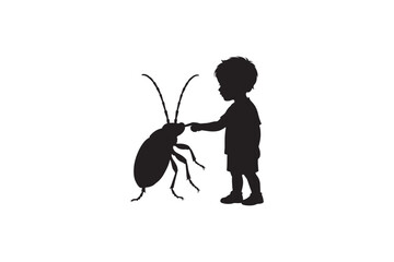 Bugger bug with a child silhouette on white background.01