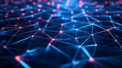 A geometric pattern made of interconnected glowing neon lines, cyberpunk aesthetic, dark background