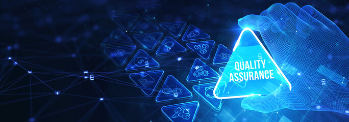 Business, Technology, Internet and network concept. Quality Assurance service guarantee standard. 3d illustration