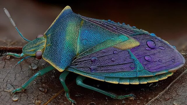 Jewel-toned Shield Bug: Macro Photography of Vibrant Insect
