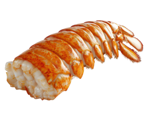 Lobster tail, cooked, meaty, orange shell