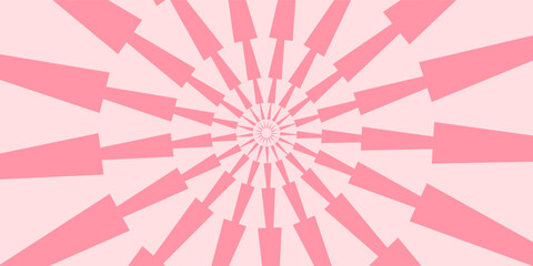 Candy color sunburst background. Abstract pink cream sunbeams design wallpaper. Colorful spinning lines for template, banner, poster, flyer. Sweet rotating cartoon swirl or whirlpool. Vector backdrop