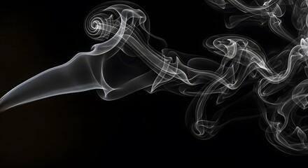 Wispy plumes of ethereal vapor gently curling and dancing against a stark void expanse of nothingness