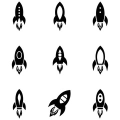A vector set features technically plausible rocket and spaceship designs for the discerning sci-fi enthusiast