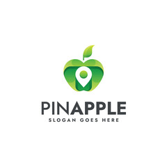 Colorful Location Pin Inside Apple Logo Design