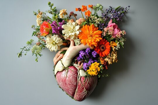 corazon con la anatomia humana huecho
