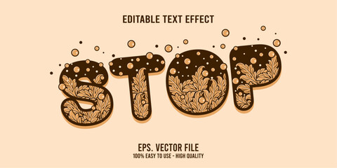 Editable text effect STOP word art typography illustration template style premium vector