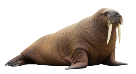 Majestic Walrus Isolated on White.