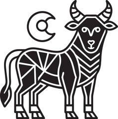 Vector illustration of a wild horned animal silhouette