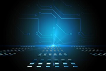 Circuit board on futuristic background with glow