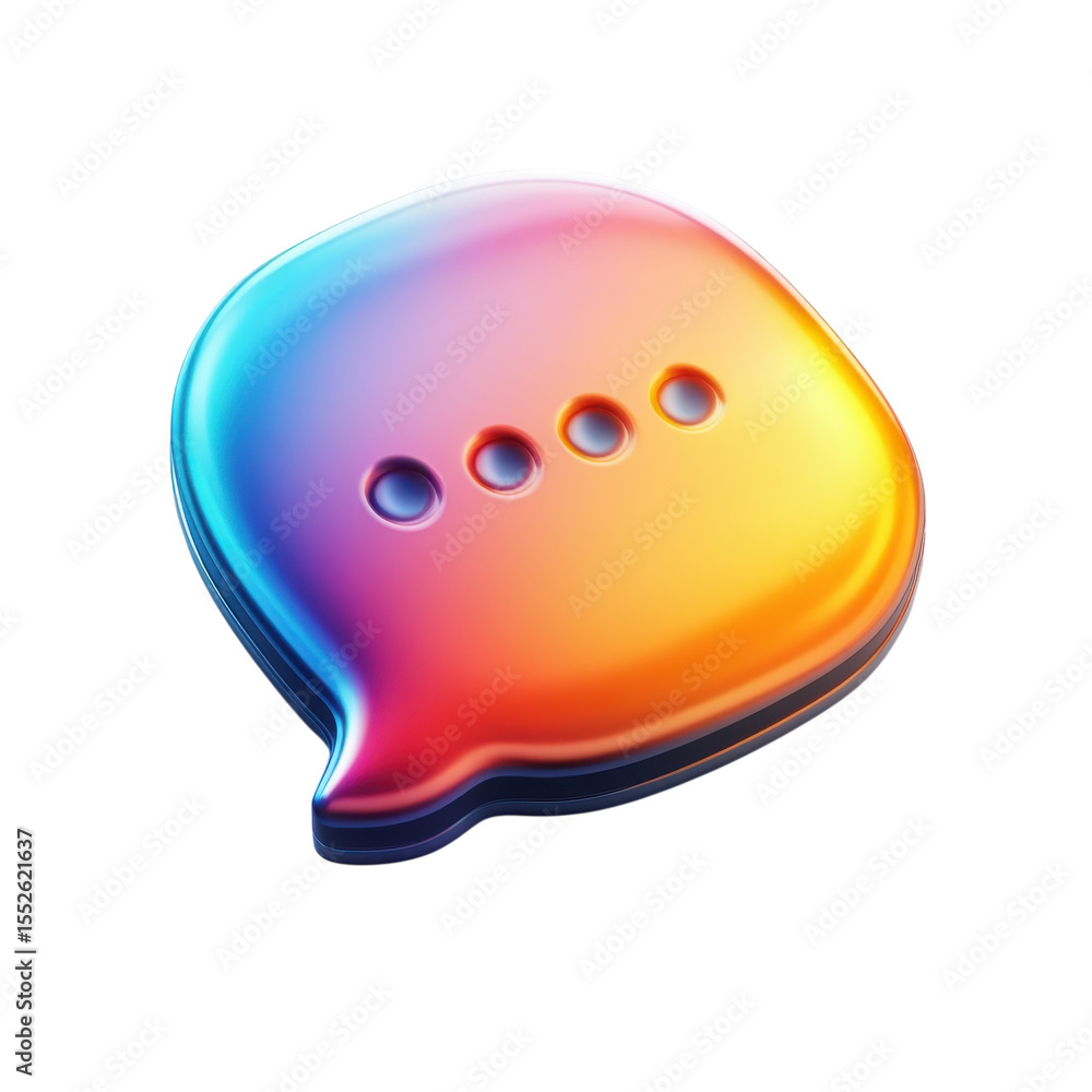 Poster glossy colorful chat bubble icon message conversation communication design on transparent background