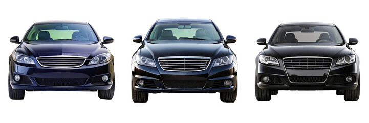 set of cars isolated on transparent white background, clipping path