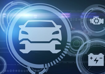 Graphic image of car and tools