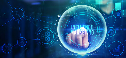 Business, Technology, Internet and network concept. Influencer marketing plan. Social Media strategy concept.