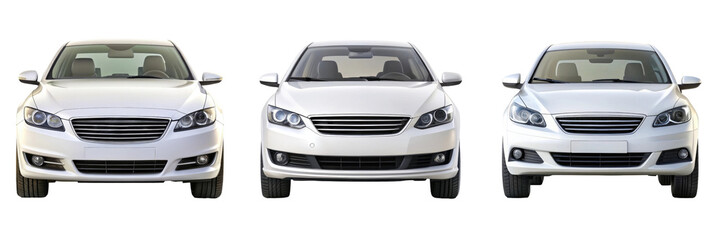 set of cars isolated on transparent white background, clipping path