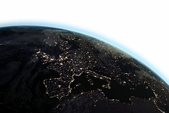 Fototapeta Composite image of illuminated planet