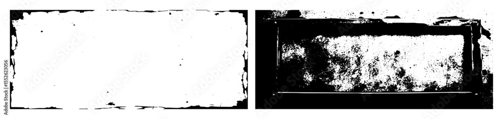 Poster vector distressed rectangular frames with grunge textures.